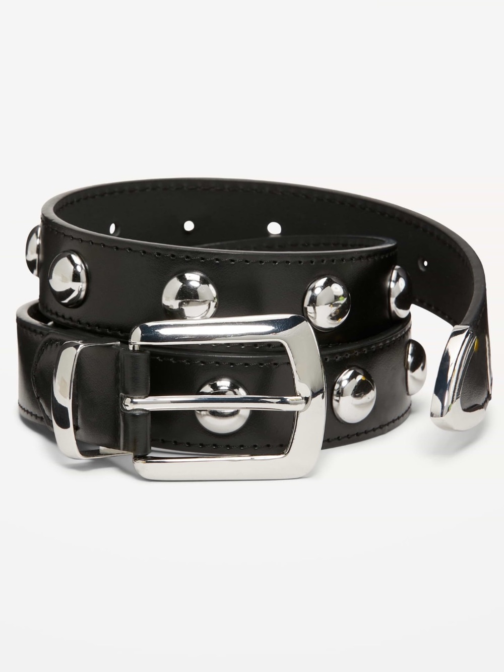 🆕 Old Navy Women's Studded Belt Black with Silver Hardware M/L